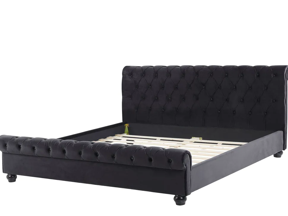 Polsterbett Samtstoff Schwarz 180 X 200 Cm Avallon
