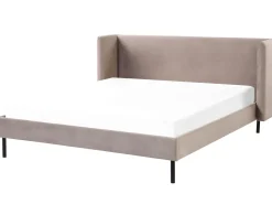 Polsterbett Samtstoff Taupe Lattenrost 160 X 200 Cm Arette