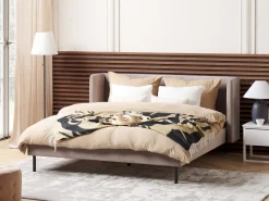 Polsterbett Samtstoff Taupe Lattenrost 160 X 200 Cm Arette