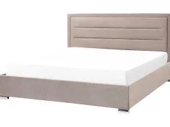 Polsterbett Samtstoff Taupe Mit Stauraum 180 X 200 Cm Rouen