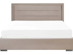 Polsterbett Samtstoff Taupe Mit Stauraum 180 X 200 Cm Rouen