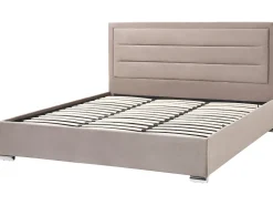 Polsterbett Samtstoff Taupe Mit Stauraum 180 X 200 Cm Rouen