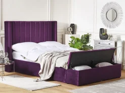 Polsterbett Samtstoff Violett Mit Stauraum 140 X 200 Cm Noyers