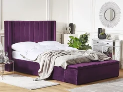 Polsterbett Samtstoff Violett Mit Stauraum 140 X 200 Cm Noyers