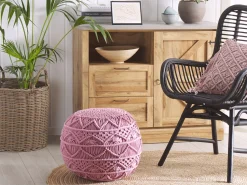 Pouf Makramee Baumwolle Rosa 40 Cm Kayseri