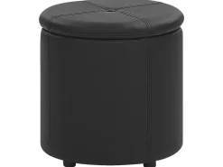 Pouf Mit Stauraum Kunstleder Schwarz 38 Cm Maryland