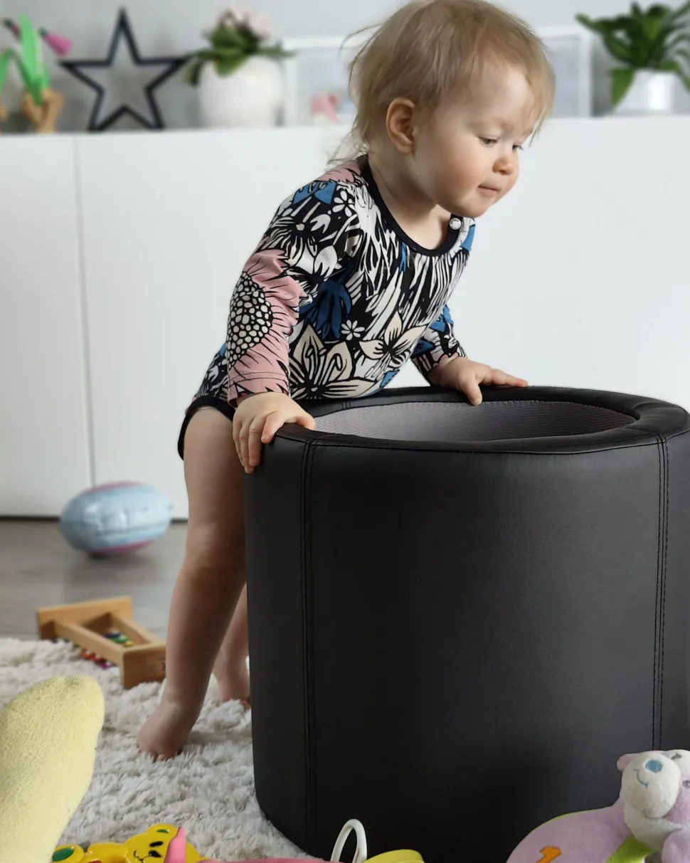 Pouf Mit Stauraum Kunstleder Schwarz 38 Cm Maryland