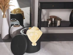 Pouf Mit Stauraum Kunstleder Schwarz 38 Cm Maryland