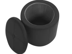 Pouf Mit Stauraum Kunstleder Schwarz 38 Cm Maryland