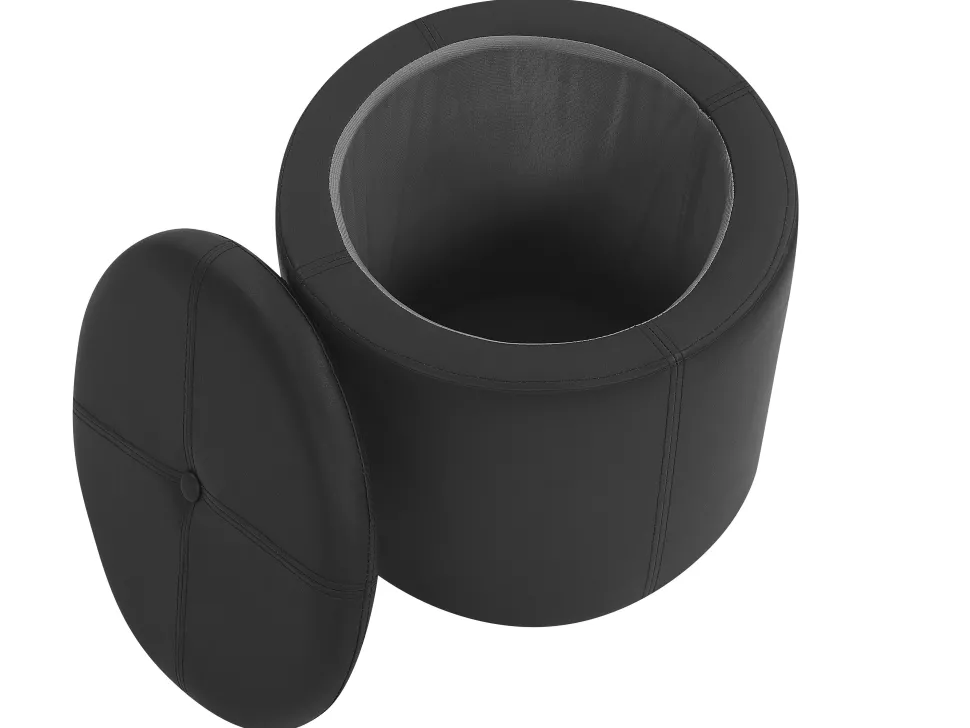 Pouf Mit Stauraum Kunstleder Schwarz 38 Cm Maryland