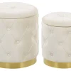 Pouf Samtstoff Mit Stauraum Weis 2Er Set Pueblo