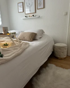 Pouf Samtstoff Mit Stauraum Weis 2Er Set Pueblo
