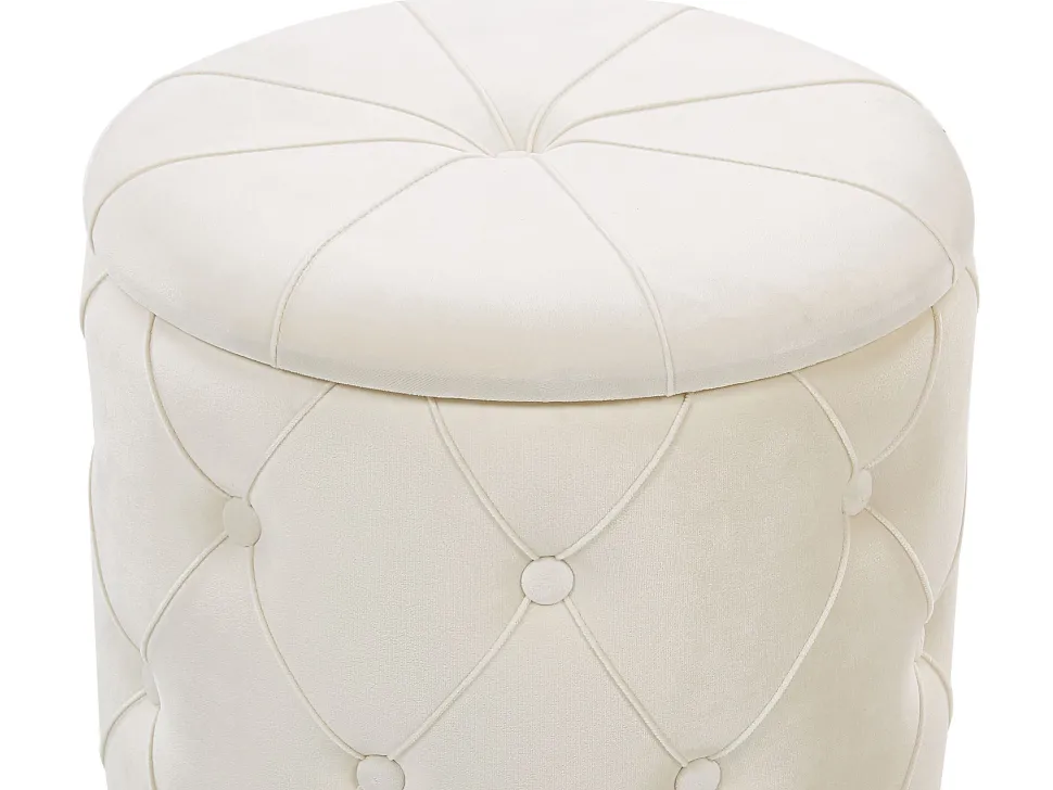 Pouf Samtstoff Mit Stauraum Weis 2Er Set Pueblo