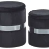Pouf Samtstoff Mit Stauraum Schwarz 2Er Set Doris