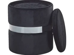 Pouf Samtstoff Mit Stauraum Schwarz 2Er Set Doris