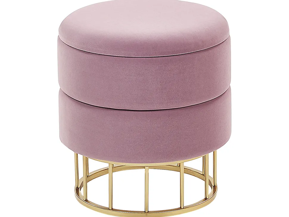 Pouf Samtstoff Mit Stauraum Rosa 37 Cm Elgin