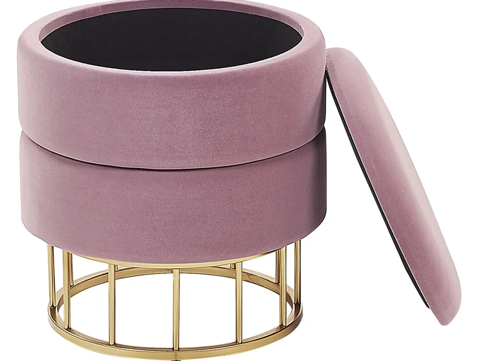 Pouf Samtstoff Mit Stauraum Rosa 37 Cm Elgin