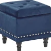 Pouf Samtstoff Mit Stauraum Dunkelblau Loretto