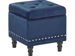 Pouf Samtstoff Mit Stauraum Dunkelblau Loretto