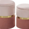 Pouf Samtstoff Mit Stauraum Rosa 2Er Set Wichita