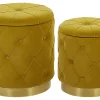 Pouf Samtstoff Mit Stauraum Senfgelb 2Er Set Pueblo
