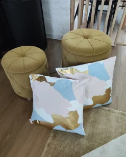 Pouf Samtstoff Mit Stauraum Senfgelb 2Er Set Pueblo