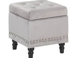 Pouf Samtstoff Mit Stauraum Hellgrau Loretto