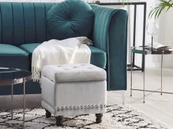 Pouf Samtstoff Mit Stauraum Hellgrau Loretto