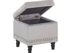 Pouf Samtstoff Mit Stauraum Hellgrau Loretto