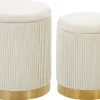 Pouf Samtstoff Mit Stauraum Weis 2Er Set Miramar