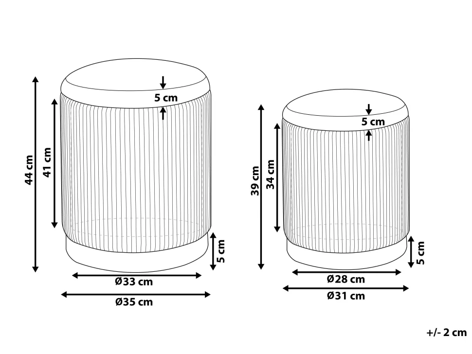 Pouf Samtstoff Mit Stauraum Weis 2Er Set Miramar