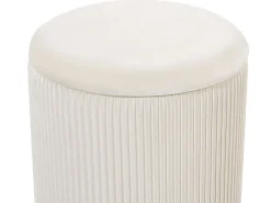Pouf Samtstoff Mit Stauraum Weis 2Er Set Miramar