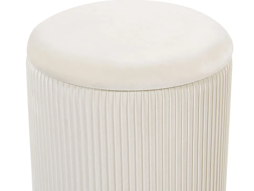 Pouf Samtstoff Mit Stauraum Weis 2Er Set Miramar