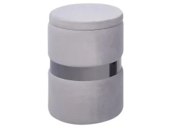 Pouf Samtstoff Mit Stauraum Hellgrau 2Er Set Doris
