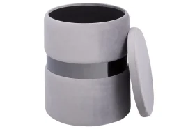 Pouf Samtstoff Mit Stauraum Hellgrau 2Er Set Doris