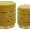 Pouf Samtstoff Mit Stauraum Senfgelb 2Er Set Garland