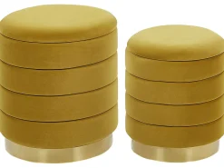 Pouf Samtstoff Mit Stauraum Senfgelb 2Er Set Garland