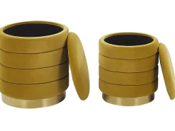 Pouf Samtstoff Mit Stauraum Senfgelb 2Er Set Garland