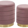 Pouf Samtstoff Mit Stauraum Rosa 2Er Set Garland