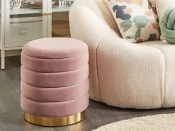 Pouf Samtstoff Mit Stauraum Rosa 2Er Set Garland