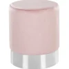Pouf Samtstoff Rosa / Silber 36 Cm Rund Brigitte