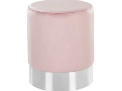 Pouf Samtstoff Rosa / Silber 36 Cm Rund Brigitte