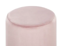 Pouf Samtstoff Rosa / Silber 36 Cm Rund Brigitte