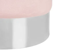 Pouf Samtstoff Rosa / Silber 36 Cm Rund Brigitte
