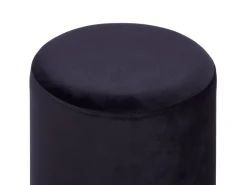 Pouf Samtstoff Schwarz / Silber 36 Cm Rund Brigitte
