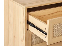 Rattan 4 Schubladen Kommode Helles Holz Perote