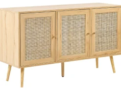 Rattan 3 Turen Sideboard Helles Holz Perote