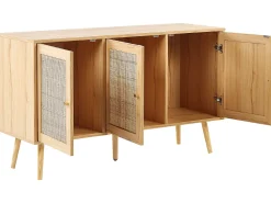 Rattan 3 Turen Sideboard Helles Holz Perote