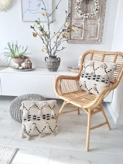 Rattanstuhl Beige Naturlich Mit Armlehnen Togo