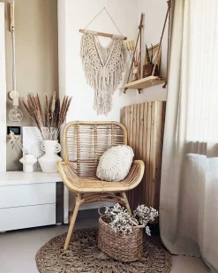 Rattanstuhl Beige Naturlich Mit Armlehnen Togo